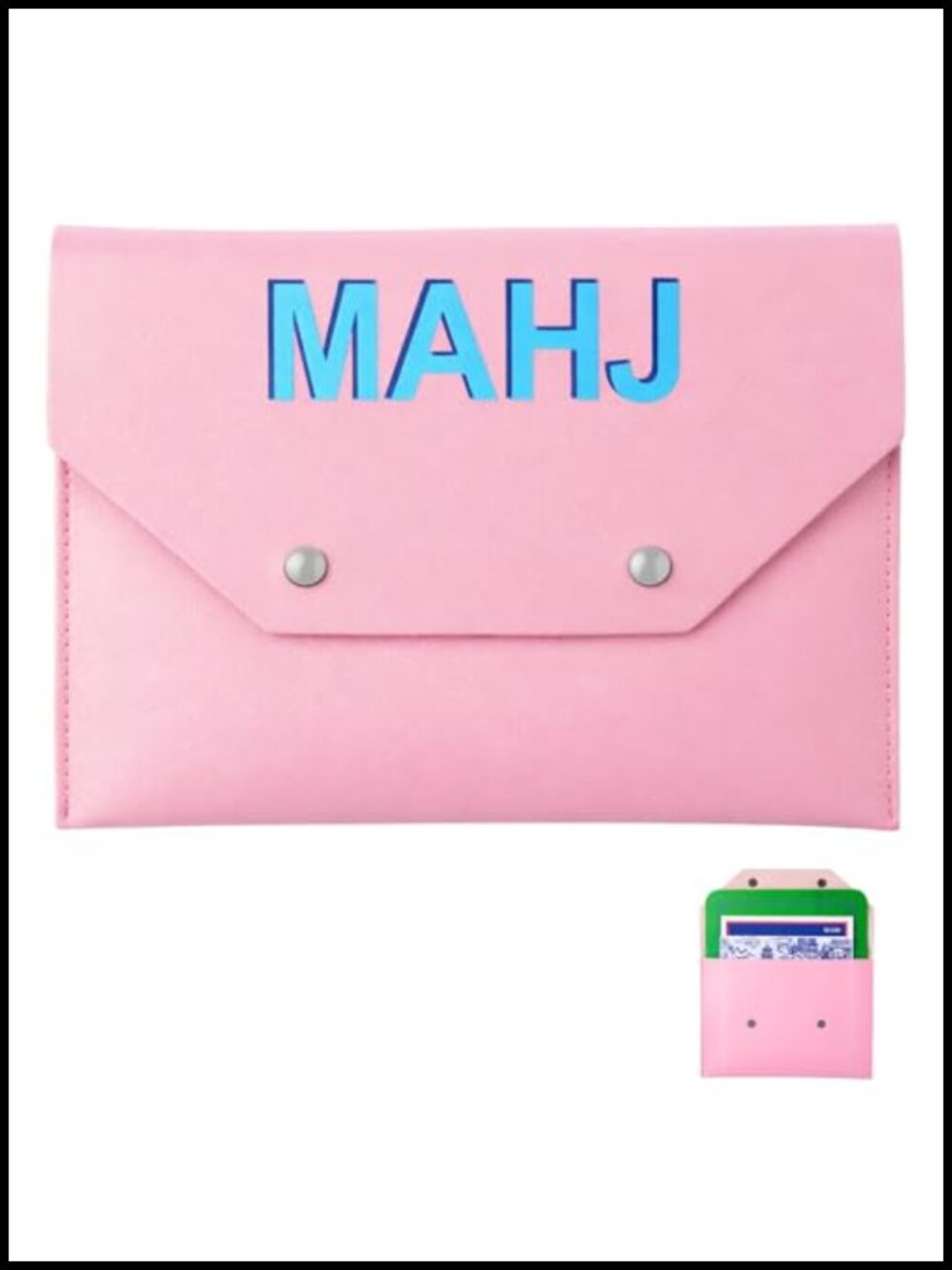 Mahjong Card Holder Leather Magnetic Closure Storage Case